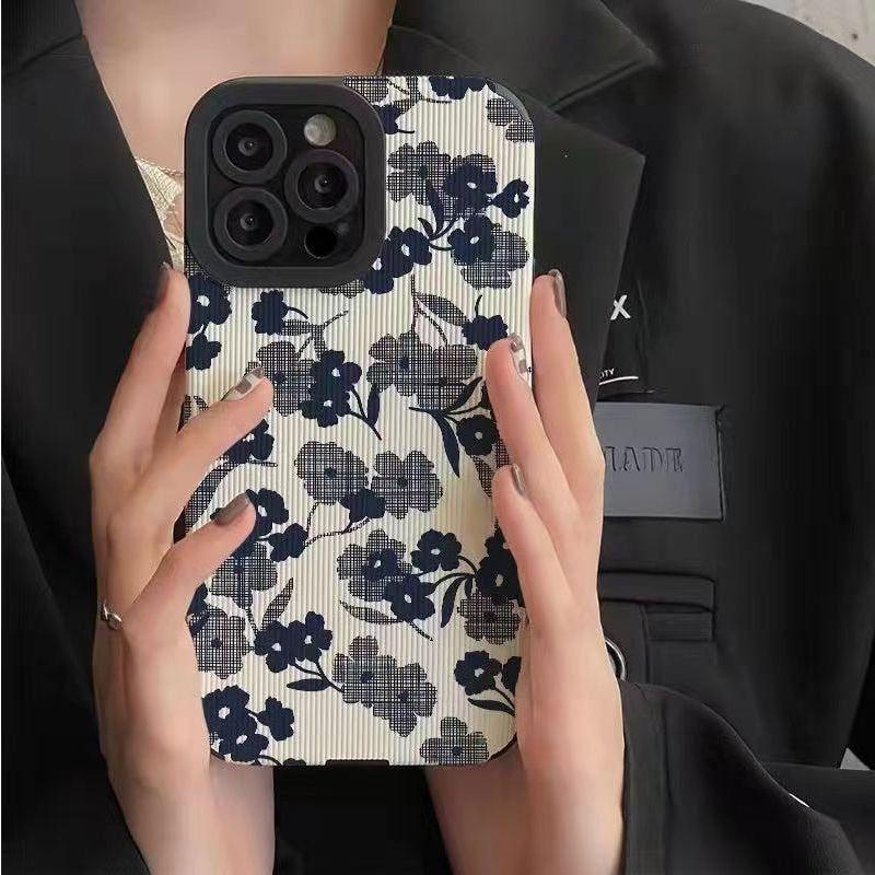 Korea Style Cute Floral Phone Cases for iPhone 14, 13, 12, 11, Pro Max, X, XS Max, XR, Plus - Touchy Style