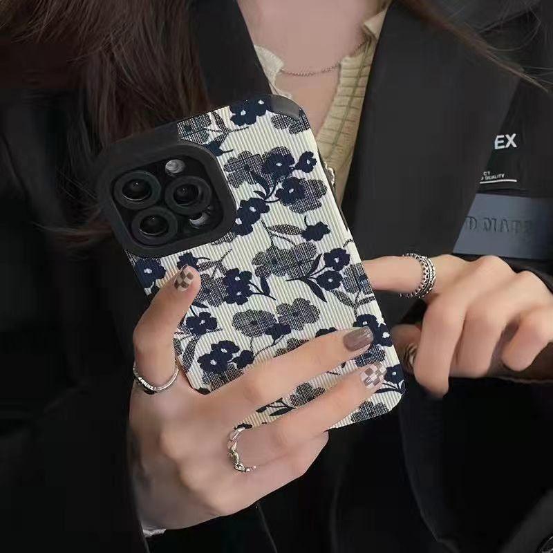 Korea Style Cute Floral Phone Cases for iPhone 14, 13, 12, 11, Pro Max, X, XS Max, XR, Plus - Touchy Style