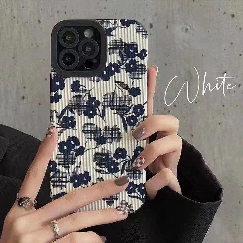 Korea Style Cute Floral Phone Cases for iPhone 14, 13, 12, 11, Pro Max, X, XS Max, XR, Plus - Touchy Style