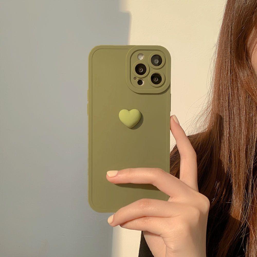 Korean 3D Heart Soft Cute Phone Cases For iPhone 14 13 12 11 Pro Max XS X XR 7 8 Plus SE - Touchy Style