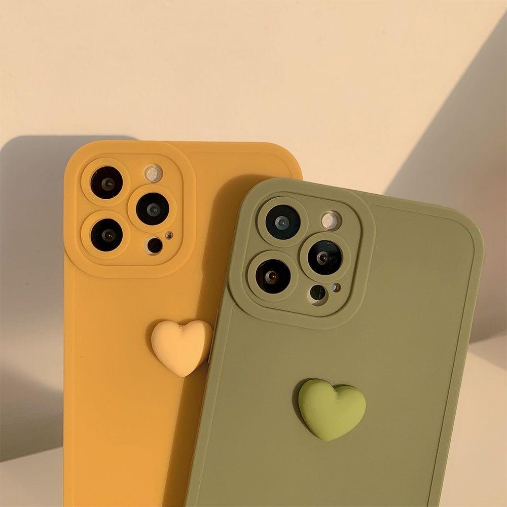 Korean 3D Heart Soft Cute Phone Cases For iPhone 14 13 12 11 Pro Max XS X XR 7 8 Plus SE - Touchy Style