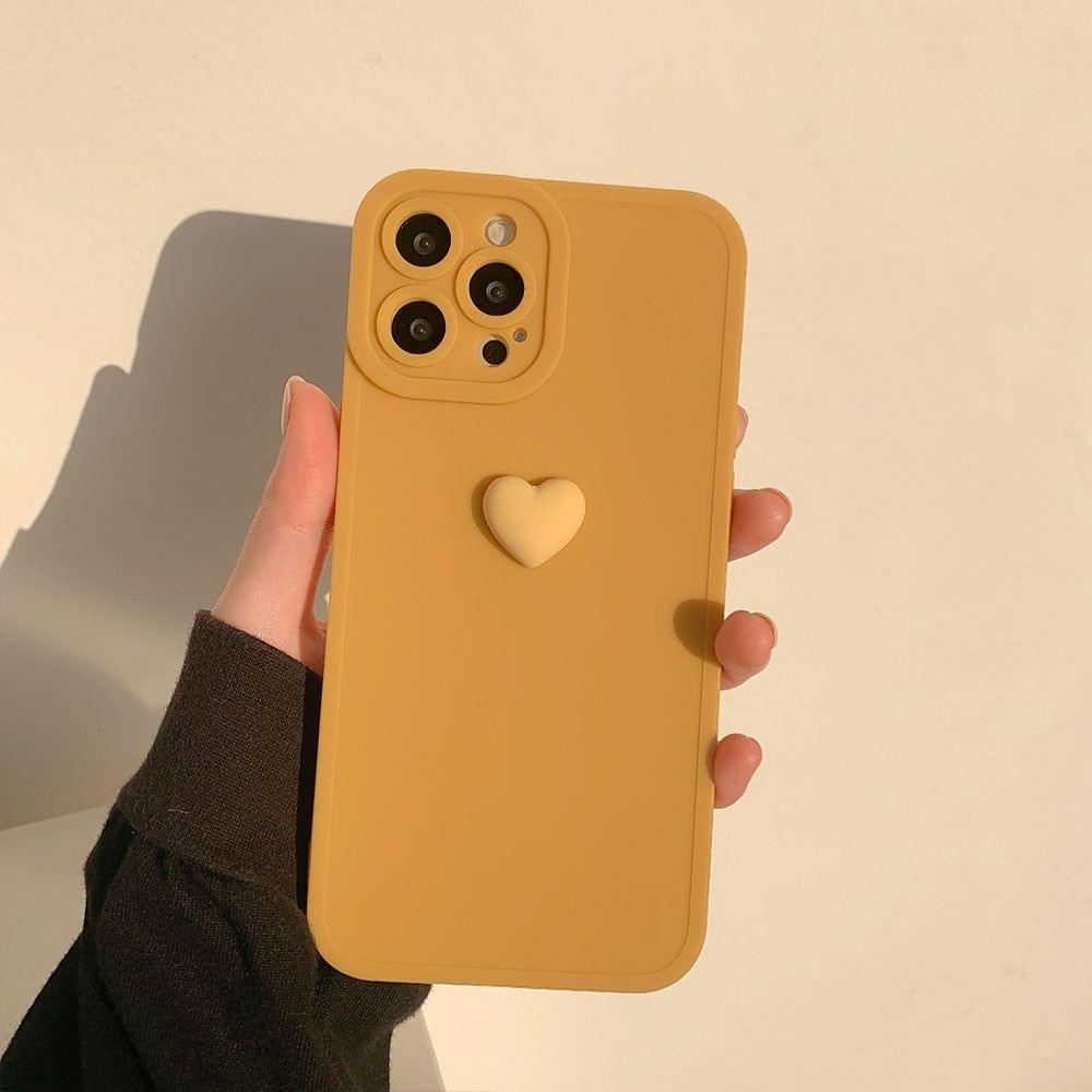 Korean 3D Heart Soft Cute Phone Cases For iPhone 14 13 12 11 Pro Max XS X XR 7 8 Plus SE - Touchy Style