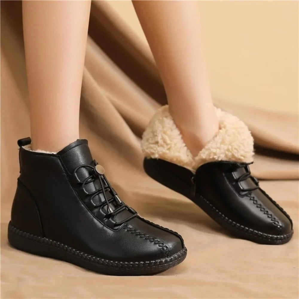 Leather Ankle Boots - Fashion Women&