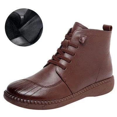 Leather Ankle Boots Handmade Soft Sneakers Women&