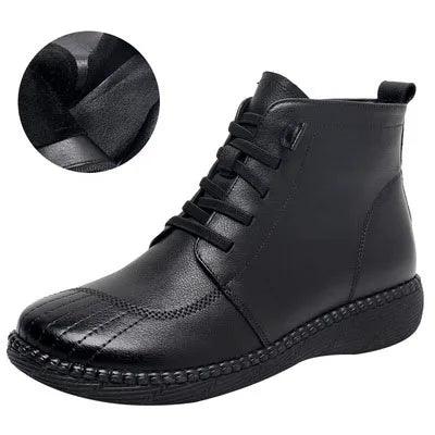 Leather Ankle Boots Handmade Soft Sneakers Women&