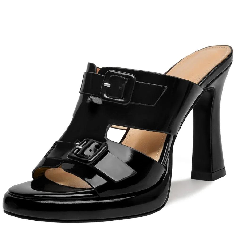 Leather Chunky High Heels - TSS101 Women&