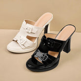 Leather Chunky High Heels - TSS101 Women&