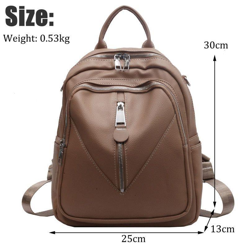 Leather Cool Backpack For Women Large Capacity Travel Fashion School Bags GCBLKS56 - Touchy Style