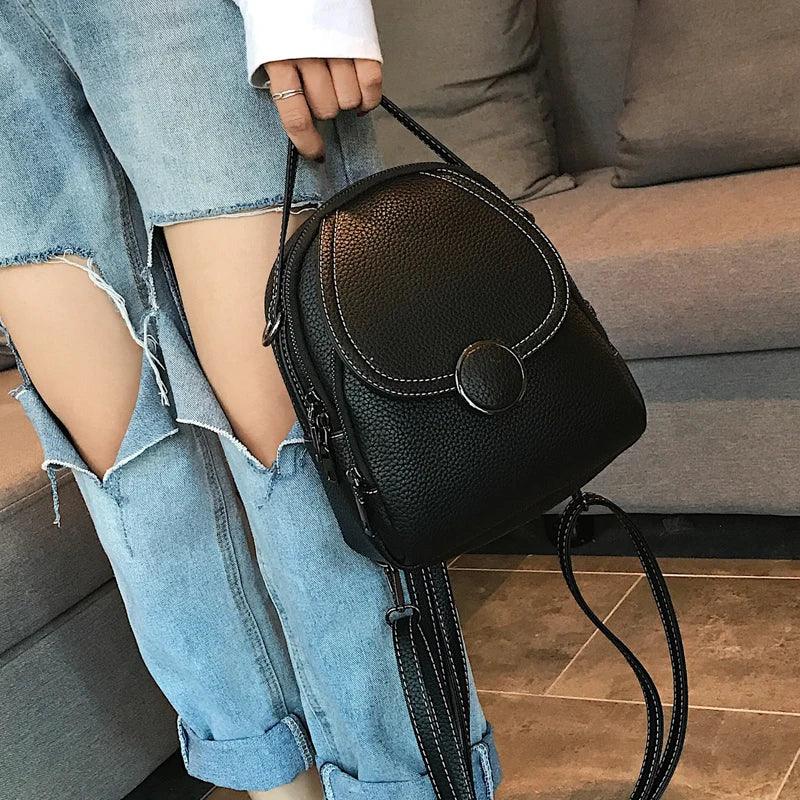 Leather Cool Backpack Mini Soft Touch Multi-Function Small Backpack - Touchy Style