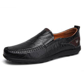 Leather Flat Loafers Brown Men&