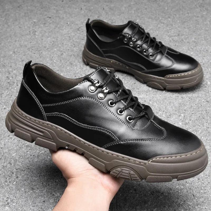 Leather Flat Thick Sole Footwear - KA4874 Men&