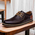 Leather Flats Breathable Oxford Brown Men&