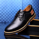 Leather Flats Breathable Oxford Brown Men&