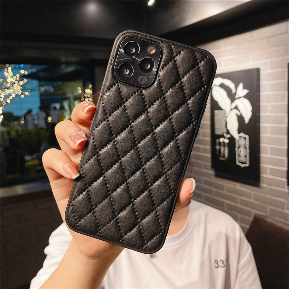 Leather Plating Cute Phone Cases For iPhone 16 15 14 13 12 Pro Max 7 8 Plus X XS XR 11 SE 2 2020 10 - Touchy Style