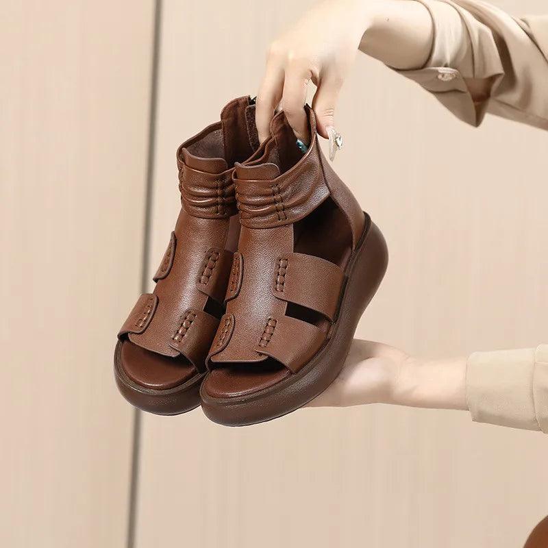 Leather Sandals Cool Boots Platform Casual Shoes For Women&