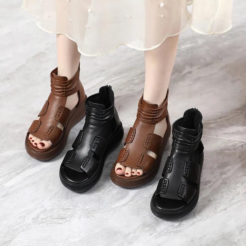 Leather Sandals Cool Boots Platform Casual Shoes For Women&