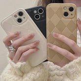 Leather Texture Cute Phone Cases For iPhone 14 13 12 11 Pro Max XR X XS 11 7 8 Plus 13 11 Pro - Touchy Style .