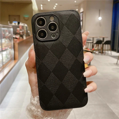 Leather Texture Cute Phone Cases For iPhone 15 14 13 12 11 Pro Max XR X XS 11 7 8 Plus 13 11 Pro - Touchy Style