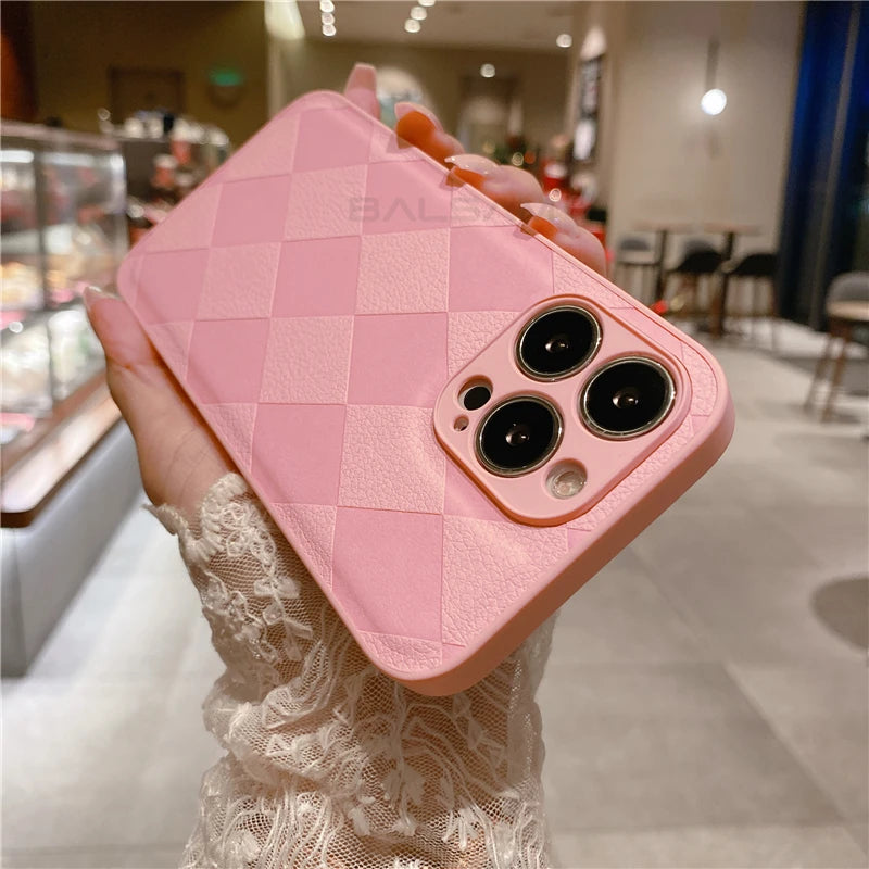 Leather Texture Cute Phone Cases For iPhone 15 14 13 12 11 Pro Max XR X XS 11 7 8 Plus 13 11 Pro - Touchy Style