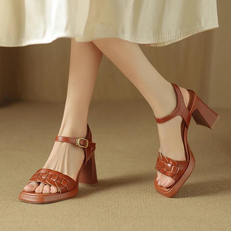 Leather Thick High Heels - TSS110 Women&