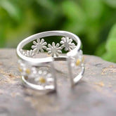 LFJD0150: Little Flowers Charm Sterling Silver Rings Jewelry - Touchy Style .