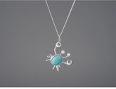 LFJE0200 Necklace Charm Jewelry - 925 SS - Big Amazonite Stone - Crab Pendant - Touchy Style