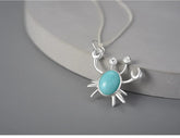 LFJE0200 Necklace Charm Jewelry - 925 SS - Big Amazonite Stone - Crab Pendant - Touchy Style