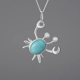 LFJE0200 Necklace Charm Jewelry - 925 SS - Big Amazonite Stone - Crab Pendant - Touchy Style