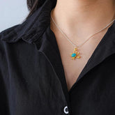 LFJE0200 Necklace Charm Jewelry - 925 SS - Big Amazonite Stone - Crab Pendant - Touchy Style