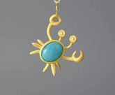 LFJE0200 Necklace Charm Jewelry - 925 SS - Big Amazonite Stone - Crab Pendant - Touchy Style