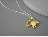 LFJE0200 Necklace Charm Jewelry - 925 SS - Big Amazonite Stone - Crab Pendant - Touchy Style