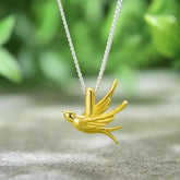 LFJE0201 Exquisite Small Swallow Necklace Charm - 925 Sterling Silver Jewelry - Touchy Style