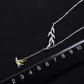 LFJF0082 Swallow Willow Branch Necklace Charm Jewelry - 925 Sterling Silver Chain - Touchy Style .