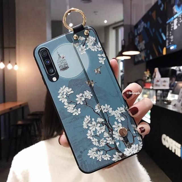 Light Blue Flower Cute Phone Cases For Galaxy S9 S10 S20 Plus Ultra Note - Touchy Style