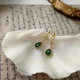 Long Earrings Charm Jewelry Green Crystal Pattern DM20X19 - Touchy Style