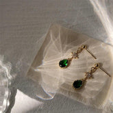 Long Earrings Charm Jewelry Green Crystal Pattern DM20X19 - Touchy Style