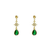 Long Earrings Charm Jewelry Green Crystal Pattern DM20X19 - Touchy Style