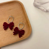 Lovely Velvet Bowknot Drop Earrings Charm Jewelry RB315 - Touchy Style