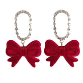 Lovely Velvet Bowknot Drop Earrings Charm Jewelry RB315 - Touchy Style