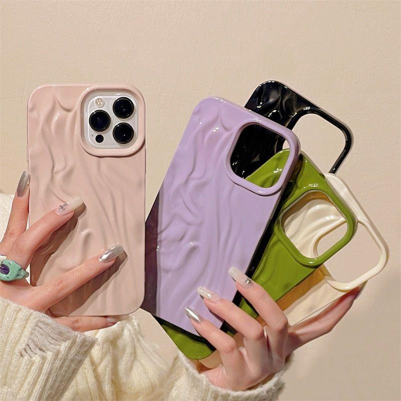 Luxury Bright Pleats Cute Phone Cases For iPhone 11 Pro Max, 12, 13, 14, 14 Pro - Touchy Style