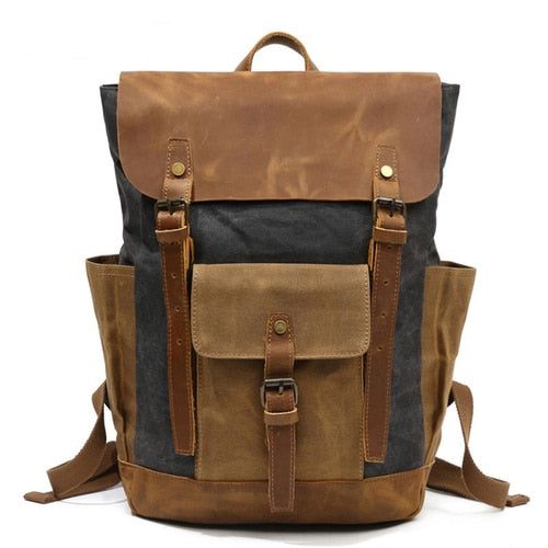 Large Leather and Canvas Backpack Rucksack