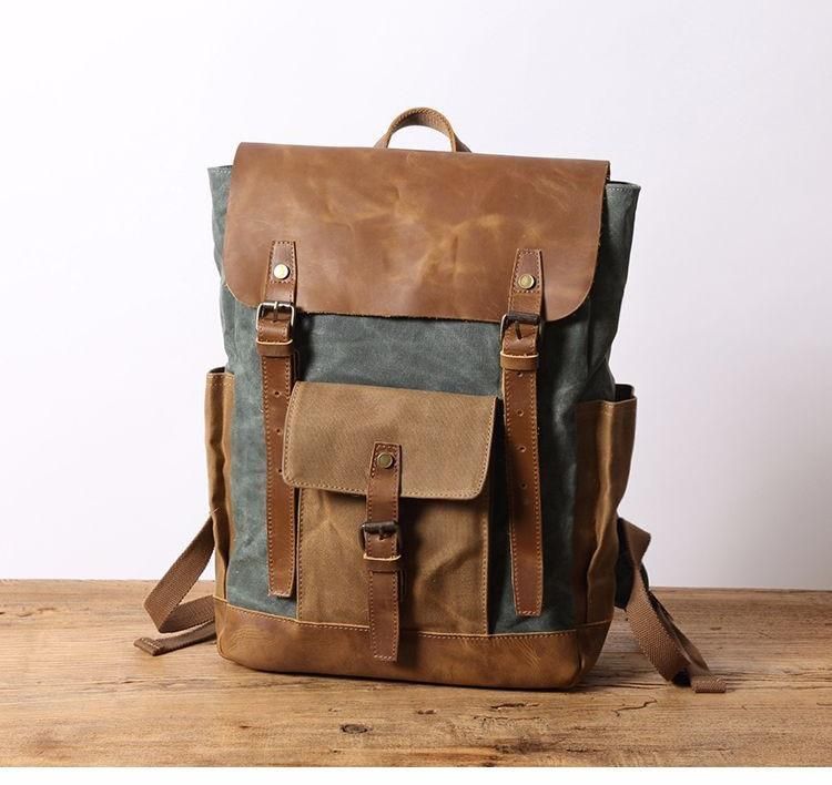 Canvas Leather Backpack | Vintage Laptop Rucksack | Handmade