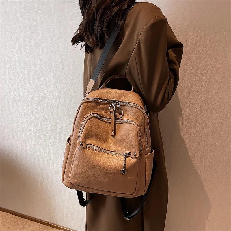 Luxury Soft Leather Cool Backpack RB551 - School Shoulder Bag - Touchy Style