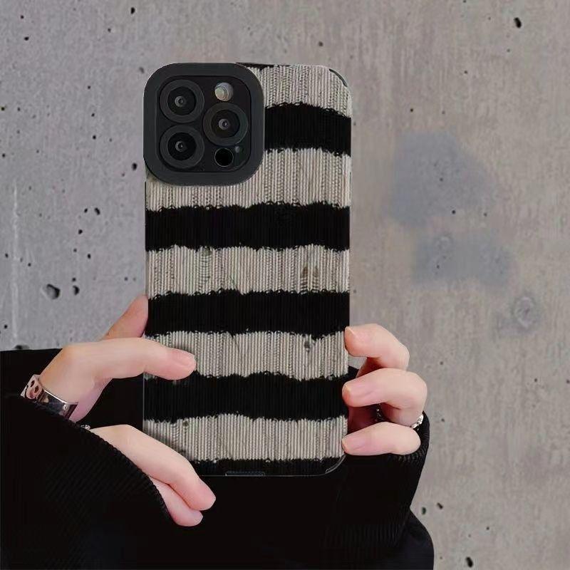 Luxury Stripe Pattern Cute Phone Case for iPhone 14 Pro Max, 13, 12, 11, XS, XR, 7, 14 Plus - Touchy Style .