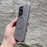 Luxury Weaving Grid Braided Mesh Leather Phone Case for iPhone 15 13, 14 Pro Max - Cute Design - Touchy Style