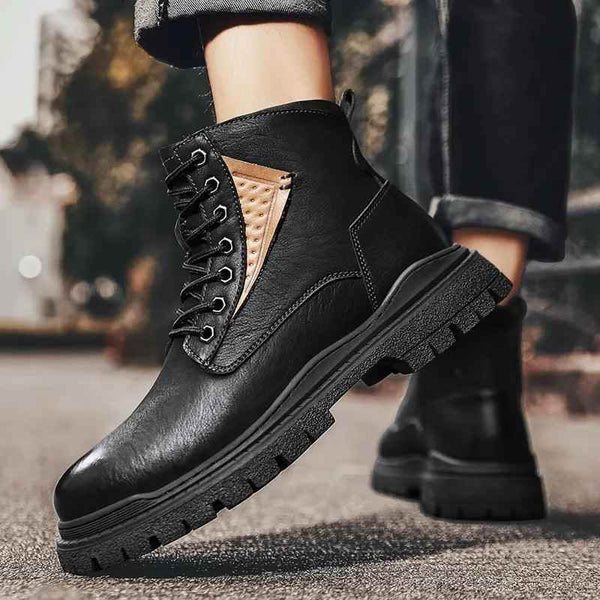 Men s Casual Shoes Outdoor Walking Leather Ankle Boots TSS194 Touchy Style