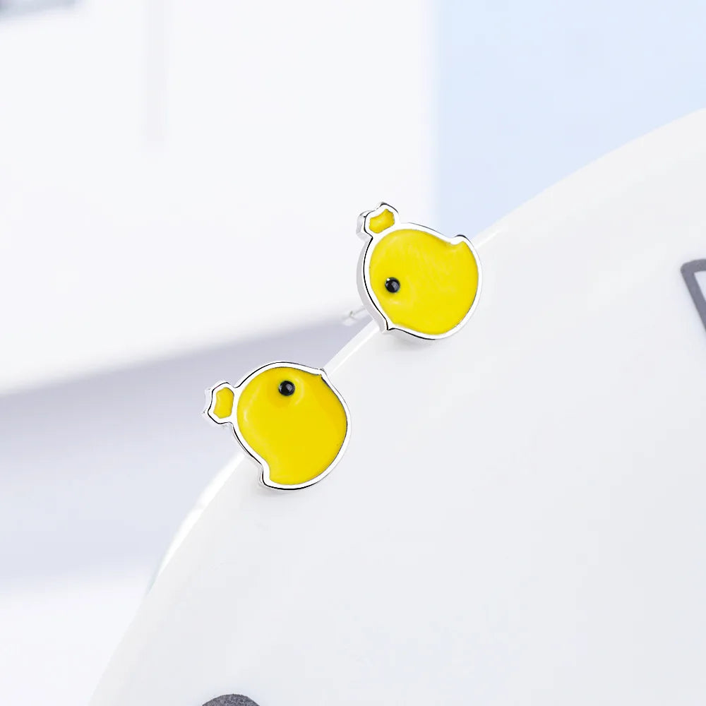 Mini Yellow Chick 925 Sterling Silver Studs Earrings Charm Jewelry LOS03 - Touchy Style