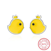 Mini Yellow Chick 925 Sterling Silver Studs Earrings Charm Jewelry LOS03 - Touchy Style