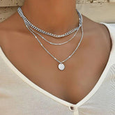 Multi-layer Necklaces Charm Jewelry SS1233 Golden Chain Rounded Pendent - Touchy Style