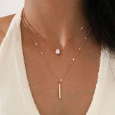 Multi-layer Necklaces Charm Jewelry SS1233 Golden Chain Rounded Pendent - Touchy Style